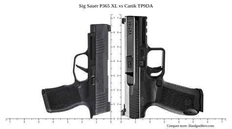 Sig Sauer P Xl Vs Canik Tp Da Size Comparison Handgun Hero