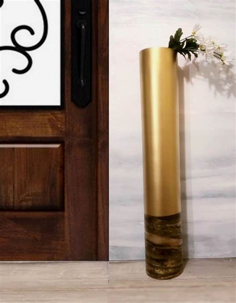 Tall Floor Vase Gold Floor Vase 3 Feet Tall Gold Vase Tall Etsy