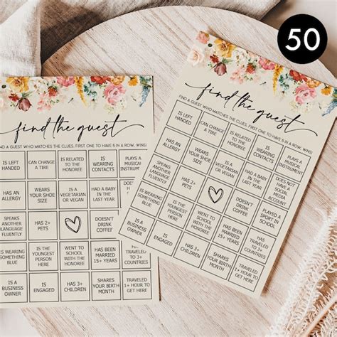 Find The Guest Baby Shower Bingo Etsy