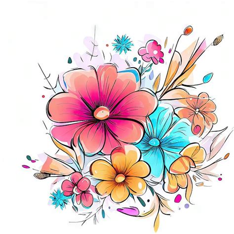 Colorful Drawings Of Flowers