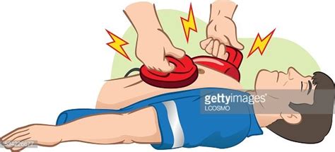 First Aid Resuscitation Cpr Using Defibrillator Stock Vector