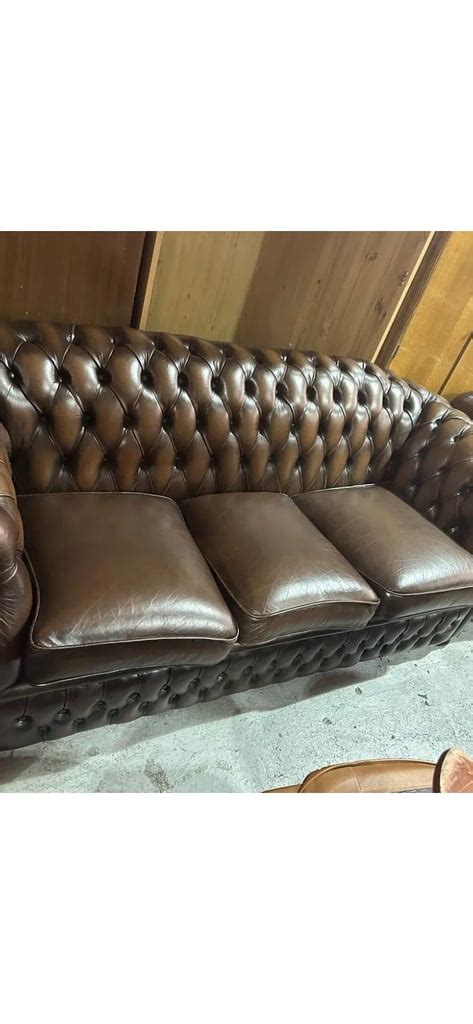 3 Seater Brown Leather Chesterfield Sofa In Preston Lancashire Gumtree