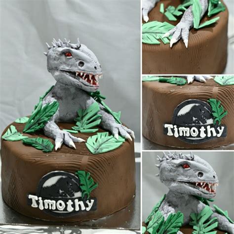 Indominus Rex Dinosaur Jurassic World Theme Cake Fondant Sugar Paste Figurine 4 Layer