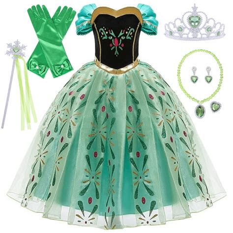 Jurebecia Anna Costume For Girls Snow Queen Anna Dress Princess Costume