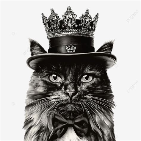 Gato Elegante Con Un Sombrero Y Una Corona Elegantes Png Dibujos Gato