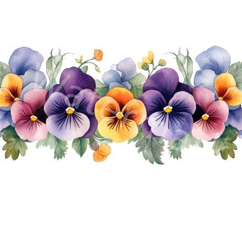 Flowers Border Watercolor Clipart, 12 JPG, Digital Download, Digital ...