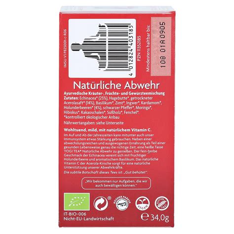 YOGI TEA Natürliche Abwehr Bio Filterbeutel 17x1 8 Gramm medpex