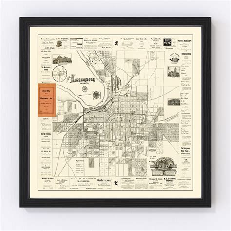 Vintage Map of Montgomery, Alabama 1899 by Ted's Vintage Art