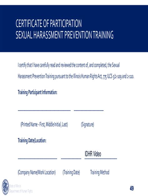 Fillable Online State Of Illinois Idhr Sexual Harassment Prevention