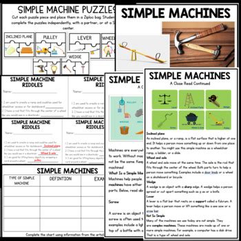 Simple Machines Unit By Valerie Steinhardt Teachers Pay Teachers