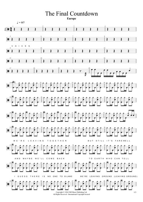 Final Countdown By Europe Drum Set Digital Sheet Music Sheet Music Plus