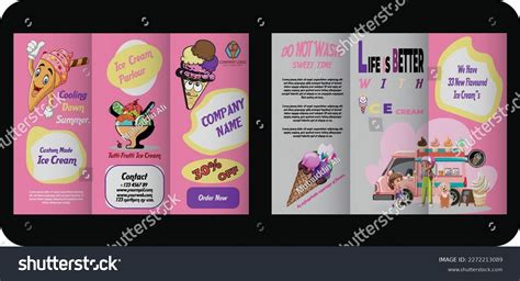 ice cream shop trifold brochure template stock vector royalty