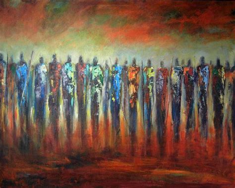 Abstract Art Masses Of People Huge Original Painting Maasai Etsy Arte Abstracto Colores De