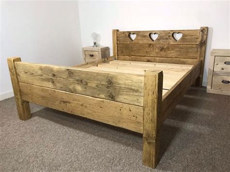 The Heart Bed Frame Chunky Reclaimed Pine Wood With Footboard All Sizes