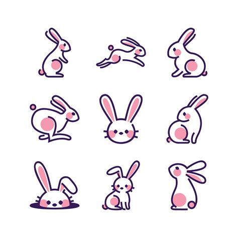 Minimalist Rabbit Icon Set 12889029 Vector Art At Vecteezy