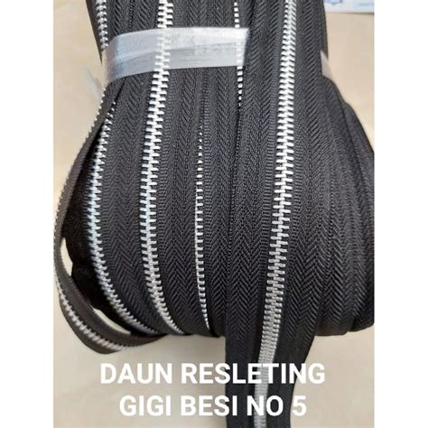 Meter Daun Resleting Gigi Besi Zipper Gigi Besi No Rel Daun Gigi