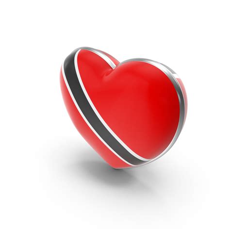 Trinidad And Tobago Country Heart Flag Dual Shade Metallic Solid PNG