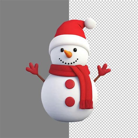 Renderiza O D De Um Boneco De Neve Isolado Em Fundo Transparente Png