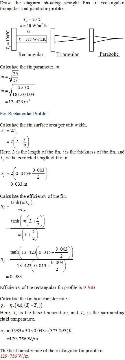 Solved A Straight Fin Of Rectangular Cross Section Fabricated From