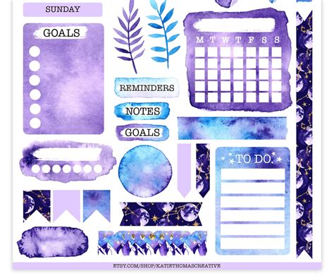 Printable Bullet Journal Weekly Sticker Kit Aesthetic Etsy