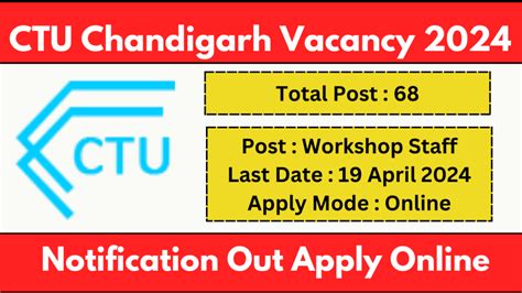 Chandigarh CTU Workshop Staff Vacancy 2024 Notification And Apply