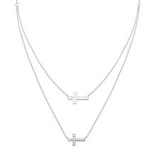 Silpada Duplex Cross Layered Horizontal Cross Necklace With 1 5 Ct