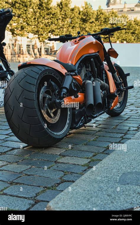 harley davidson orange Stock Photo - Alamy