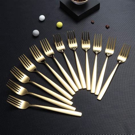 Berglander Gold Dinner Forks Of 12 Stainless Steel Titanium Golden