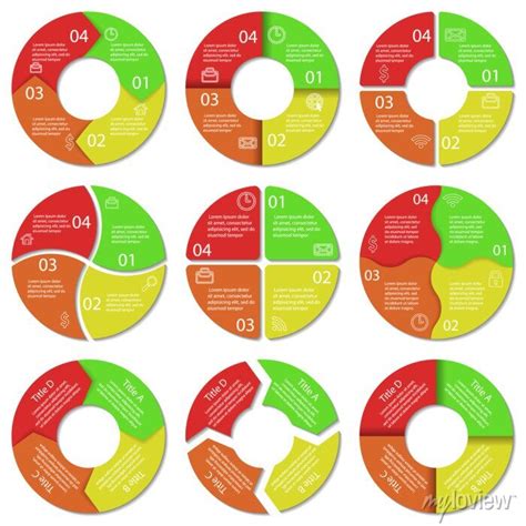 Set Of Round Infographic Diagram Circles Of Elements Vector Posters