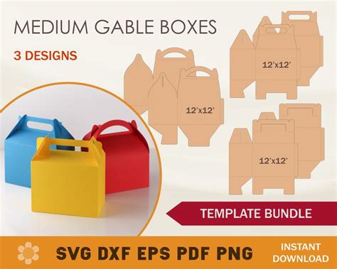 Gable Box Template Bundle Gable Box Svg Box With Handle Svg Etsy