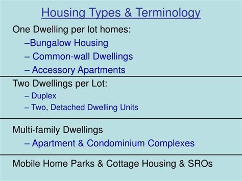 PPT - Housing Types & Terminology PowerPoint Presentation, free ...