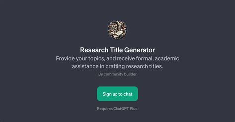 Research Title Generator - Research title generation - TAAFT