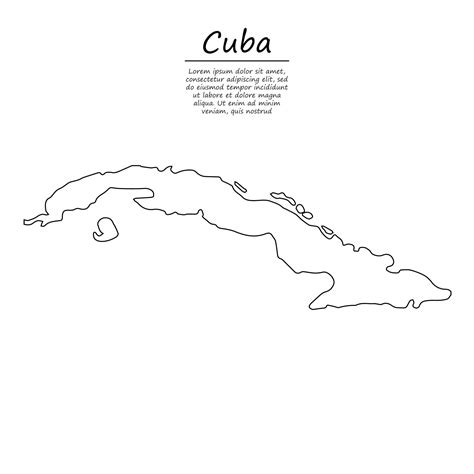 simple outline map  cuba silhouette  sketch  style