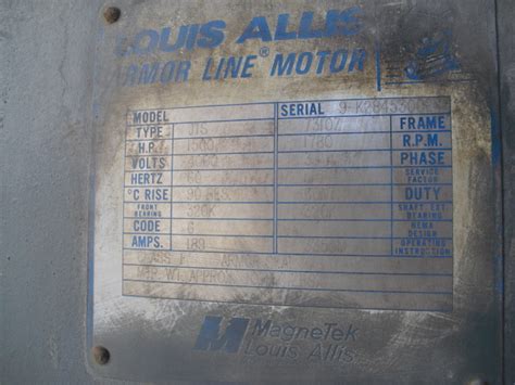 1500 Hp 1800 Rpm Louis Allis Frame 7310z Tefc Bb Tube 4000 Volts For Sale Surplus Record