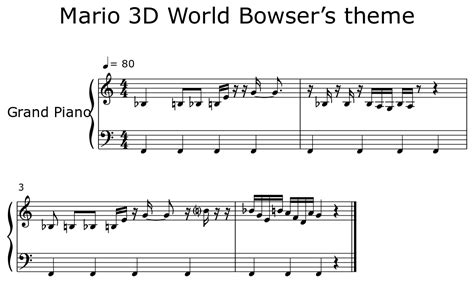 Mario 3d World Bowser’s Theme Sheet Music For Piano