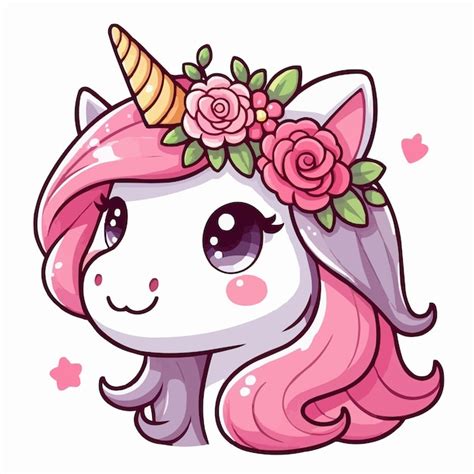 Premium Vector Cute Unicorn With Flower Cartoon Vector On White