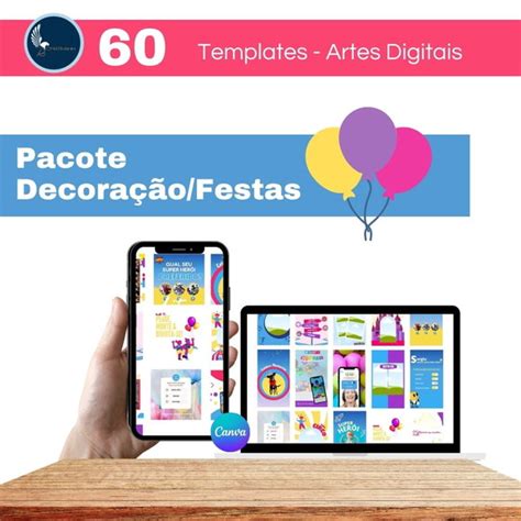 60 Artes Digitais Editáveis No Canva Decoração Elo7