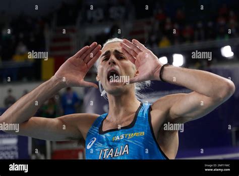 Italy S Gianmarco Tamberi Reacts During High Jump Competition During