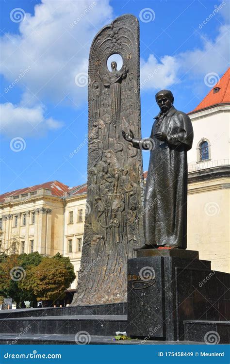 Taras Hryhorovych Shevchenko Statue Monument In Vilnius Lithuania