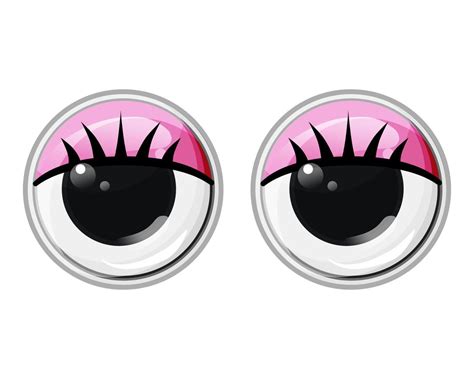 Funny plastic toy eyes with eyelashes and pink eyelids. Animate. Vector ...