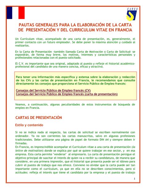 Pautas Generales Para La Elaboraci N De La Carta De