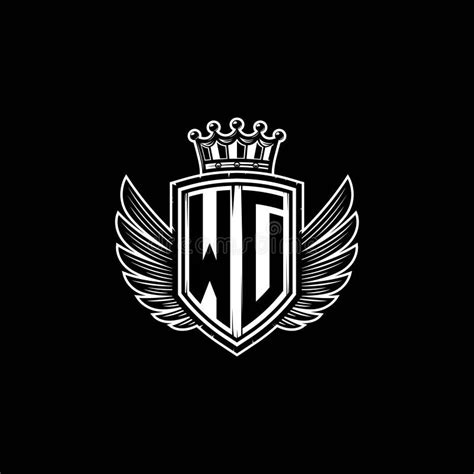 Wd Logo Monogram Shield Crown Luxury Design Stock Vector Illustration