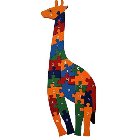 Buy Woodykraft Wooden Shaped Coloured Giraffe Puzzle With 26 Alphabets