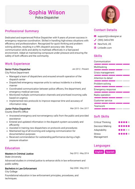 Police Dispatcher Resume Example For 2024 Resume Guide Cvdesigner Ai