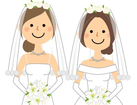 Lesbian Wedding Dress Illustrations Royalty Free Vector Graphics