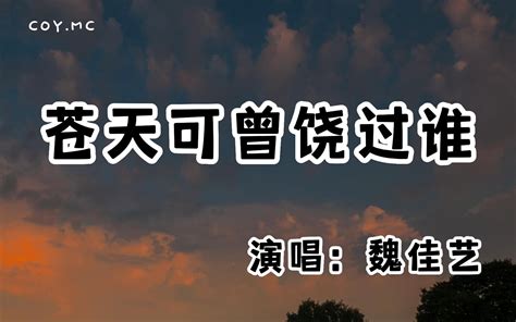 魏佳艺 苍天可曾饶过谁『如果时光真的可以倒退 我愿承受这孤独滋味』（动态歌词lyrics Video无损音质4k