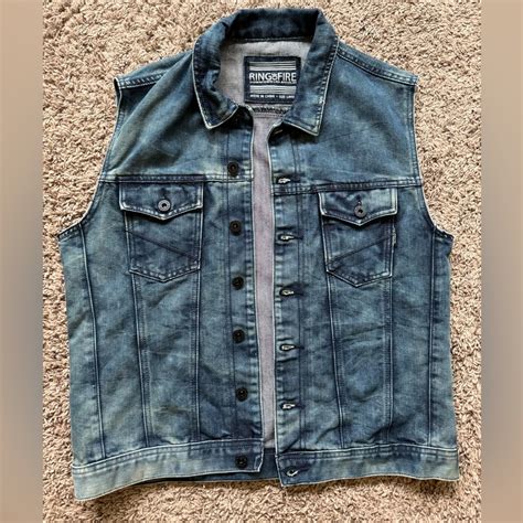 Ring Of Fire Denim Vest Johnny Cash Gem