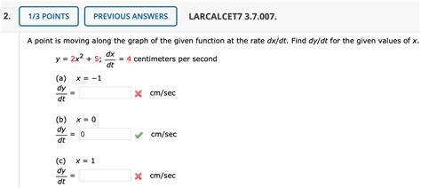 Solved A Point Is Moving Along The Graph Of The Given Chegg