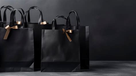 Premium Photo | Black shopping bags on dark festive background banner