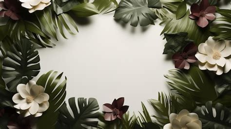 Premium Ai Image Creative Layout Made Of Tropical Leaves And Flowers